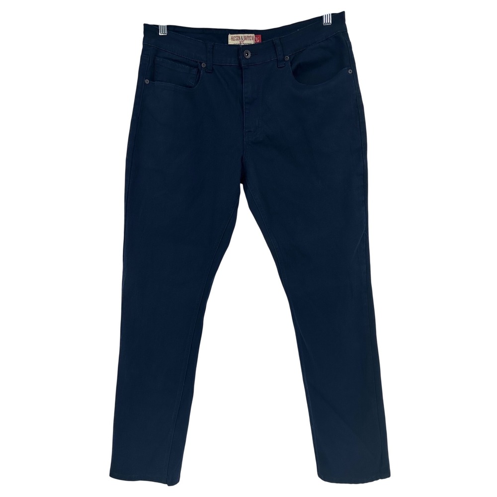 Hudson & Barrow NYC Men Navy Blue Slim Stretch‎ 5-Pocket Pants 36x32 grunge
